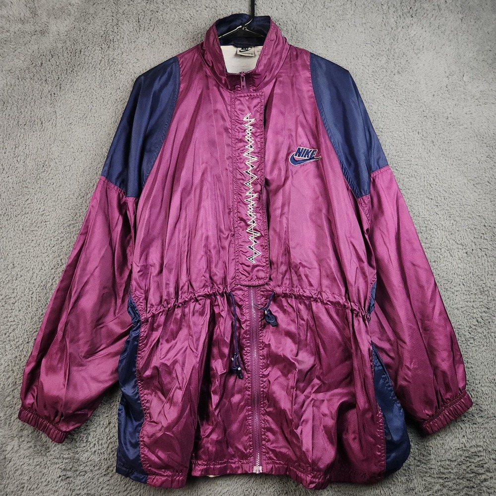 Vintage Nike 90s Big Swoosh Jacket Womens Large Track Windbreaker Training USA